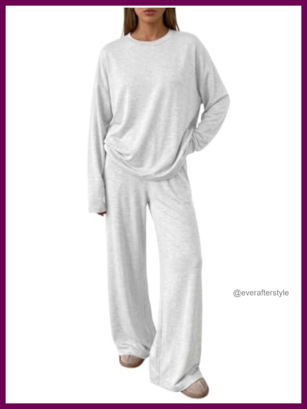 2 Piece Lounge Set Oversized Top Wide Leg Pants Rayon Spandex